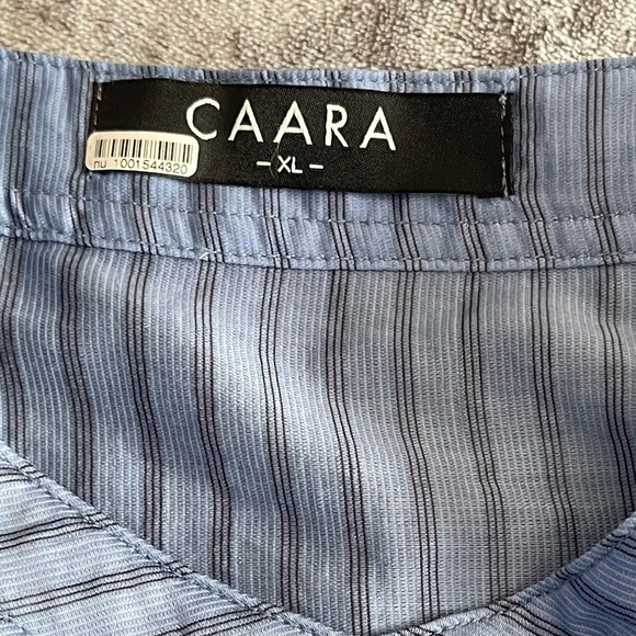 CAARA Anthropologie Maglie Blouse Top XL Blue Puff Sleeves 1/4 Buttons - Picture 4 of 14